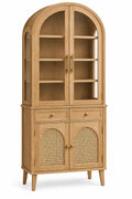 Vitrine beige en arche à portes vitrées et placard ajouré