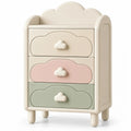 Commode enfant crème, rose et verte à trois tiroirs nuage