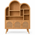 Bibliothèque beige à trois arches décalées et portes basses ajourées